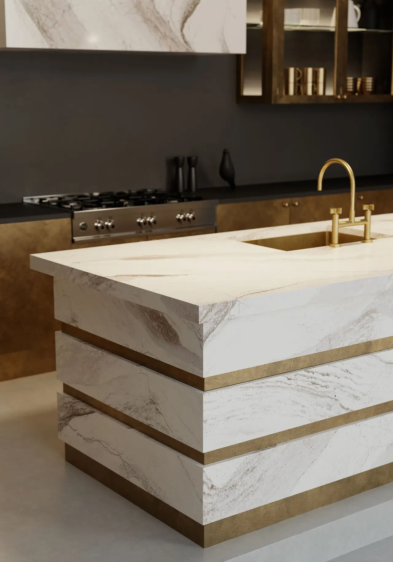 Windsor Brass Satin Ridge™ Design Detail Slab Inspiration