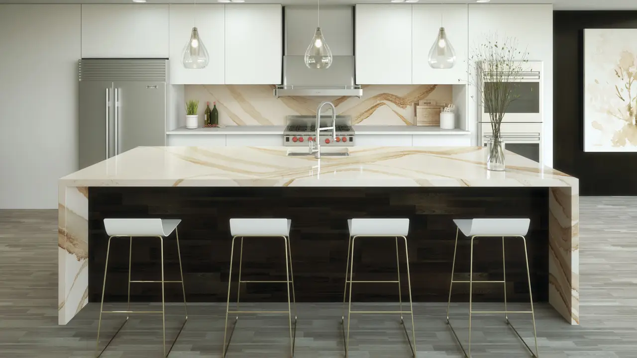 Brittanicca Gold Warm™ Design Detail Slab Inspiration