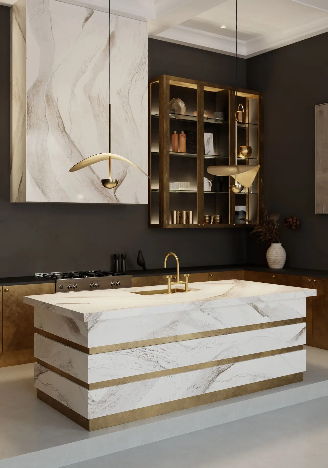 Windsor Brass Satin Ridge™ Design Detail Slab Inspiration